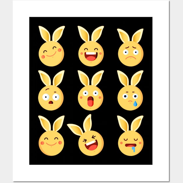 Cute and Easter Bunny Emoji Tee 2018 Easter Day Wall Art by CarleyMichaels